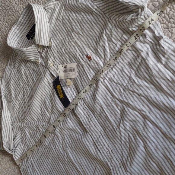 NWT Polo Ralph Lauren Classic Fit Size XL Grey White Stripe Button Down Shirt - Picture 9 of 14